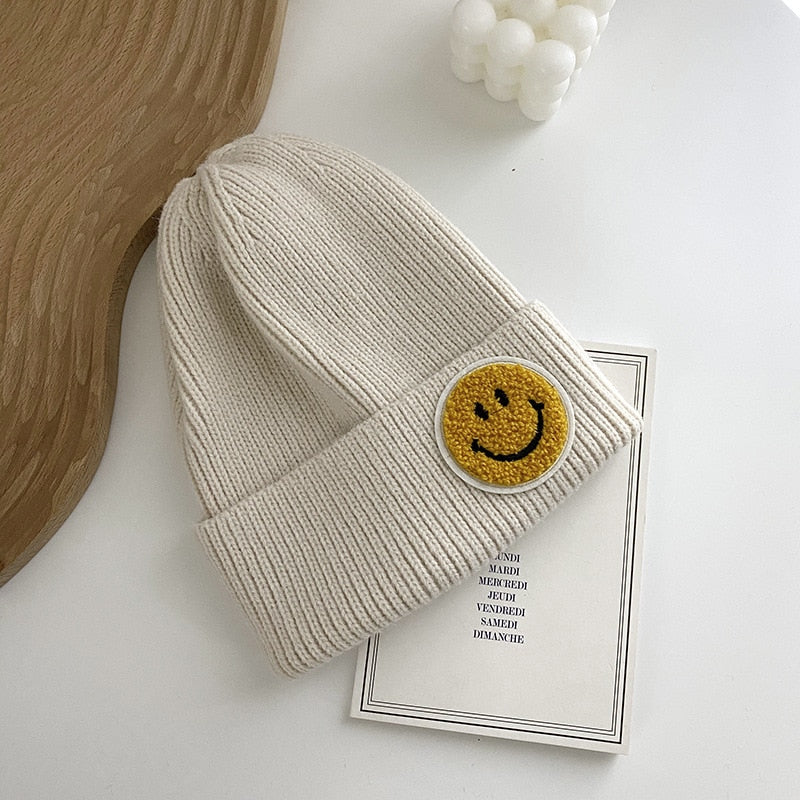 2021 Autumn Winter Warm Knitting Wool Hats Women Girls Boys Smiley Funny Fashion Elastic Beanie caps 11 colors Children hat